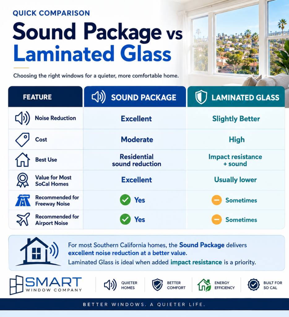 Sound package vs Laminated Glass